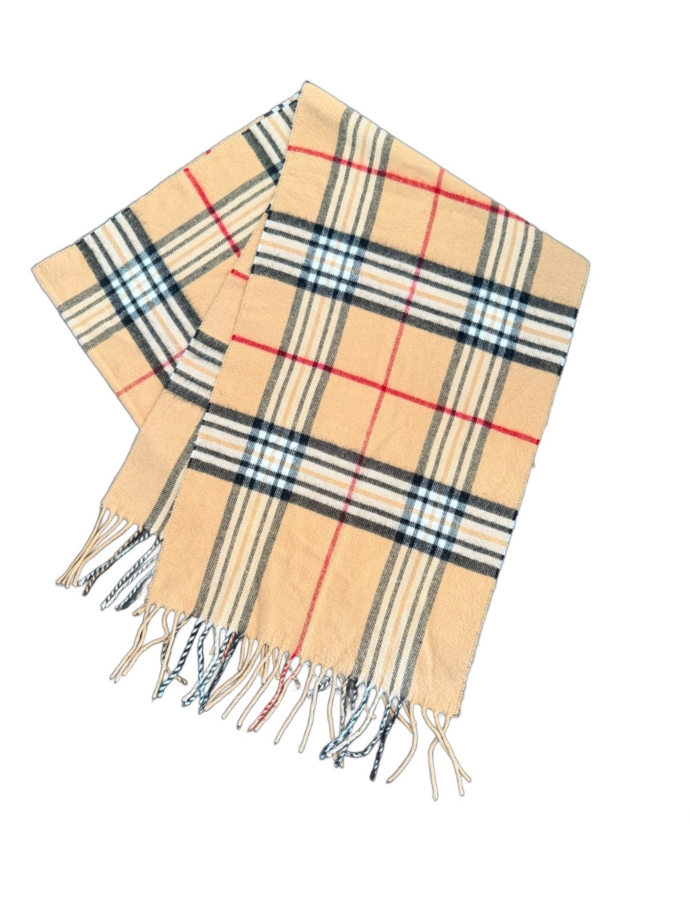 Luxury Camel Plaid Winter Scarf Ultra Soft Cashmere-Feel Fringed Tartan Unisex